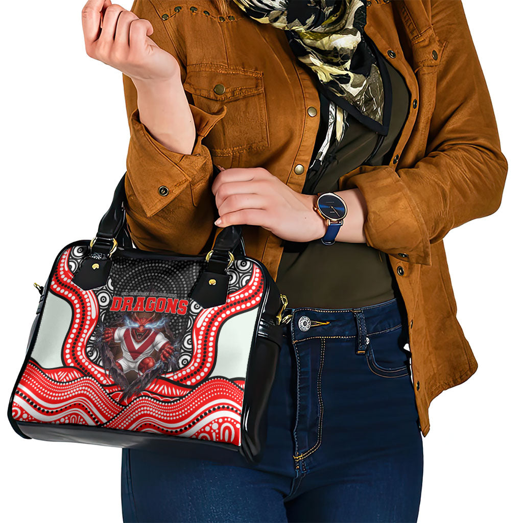 St George Illawarra Dragons Shoulder Handbag The Scream of Lightning Eyes - Indigenous Dot Ripping Effect