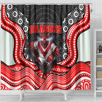 St George Illawarra Dragons Shower Curtain The Scream of Lightning Eyes - Indigenous Dot Ripping Effect