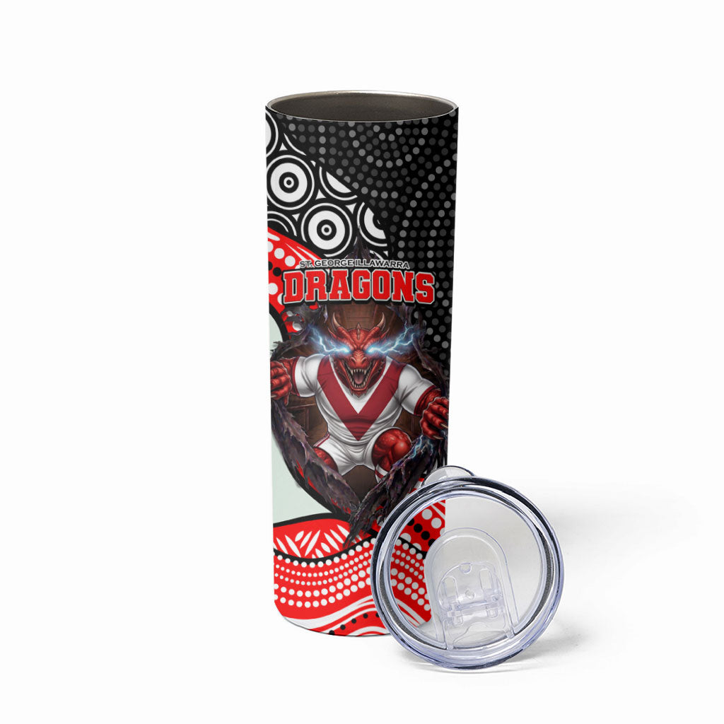 St George Illawarra Dragons Skinny Tumbler The Scream of Lightning Eyes - Indigenous Dot Ripping Effect