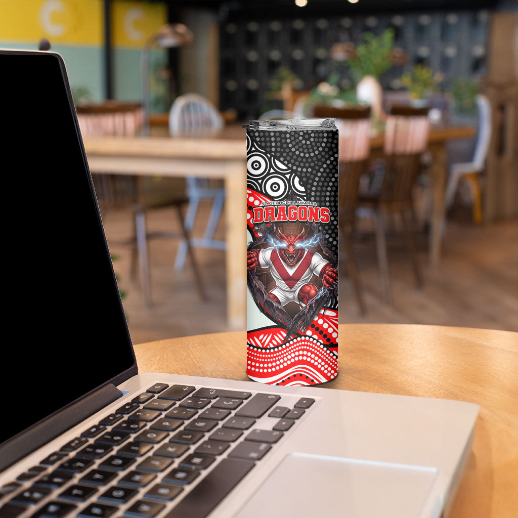 St George Illawarra Dragons Skinny Tumbler The Scream of Lightning Eyes - Indigenous Dot Ripping Effect