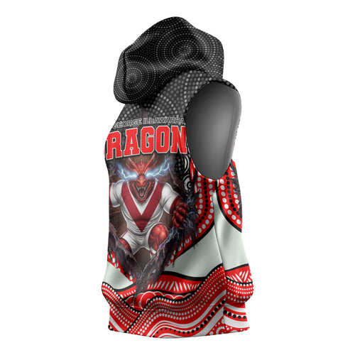 St George Illawarra Dragons Sleeveless Hoodie The Scream of Lightning Eyes - Indigenous Dot Ripping Effect