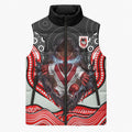 St George Illawarra Dragons Sleeveless Puffer Jacket The Scream of Lightning Eyes - Indigenous Dot Ripping Effect