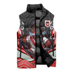 St George Illawarra Dragons Sleeveless Puffer Jacket The Scream of Lightning Eyes - Indigenous Dot Ripping Effect