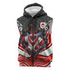 St George Illawarra Dragons Sleeveless Zip Hoodie The Scream of Lightning Eyes - Indigenous Dot Ripping Effect