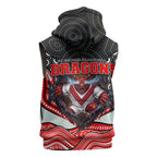 St George Illawarra Dragons Sleeveless Zip Hoodie The Scream of Lightning Eyes - Indigenous Dot Ripping Effect