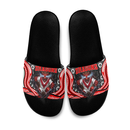 St George Illawarra Dragons Slide Sandals The Scream of Lightning Eyes - Indigenous Dot Ripping Effect