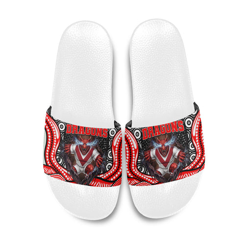 St George Illawarra Dragons Slide Sandals The Scream of Lightning Eyes - Indigenous Dot Ripping Effect