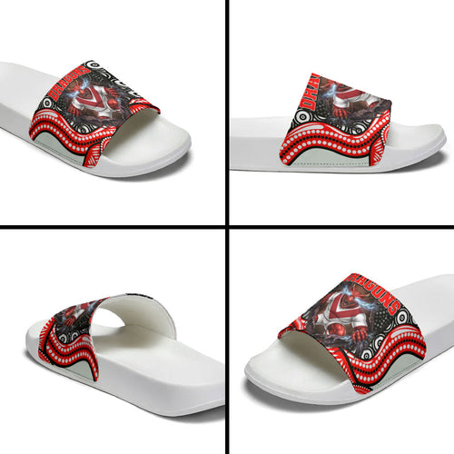 St George Illawarra Dragons Slide Sandals The Scream of Lightning Eyes - Indigenous Dot Ripping Effect