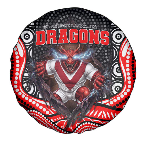 St George Illawarra Dragons Spare Tire Cover The Scream of Lightning Eyes - Indigenous Dot Ripping Effect