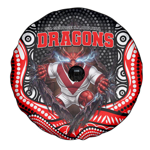 St George Illawarra Dragons Spare Tire Cover The Scream of Lightning Eyes - Indigenous Dot Ripping Effect
