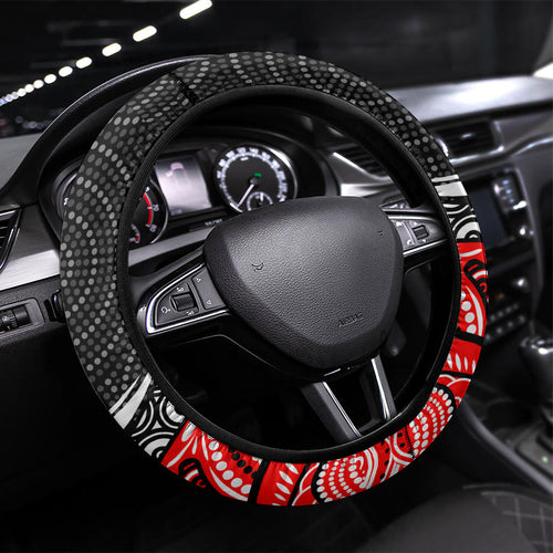 St George Illawarra Dragons Steering Wheel Cover The Scream of Lightning Eyes - Indigenous Dot Ripping Effect
