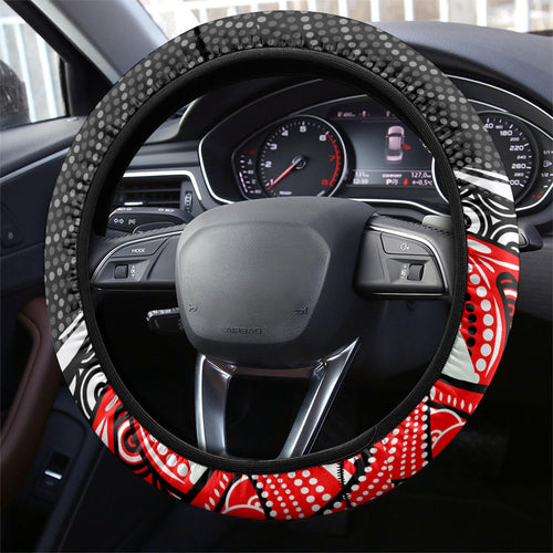 St George Illawarra Dragons Steering Wheel Cover The Scream of Lightning Eyes - Indigenous Dot Ripping Effect