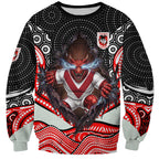 St George Illawarra Dragons Sweatshirt The Scream of Lightning Eyes - Indigenous Dot Ripping Effect