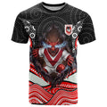St George Illawarra Dragons T Shirt The Scream of Lightning Eyes - Indigenous Dot Ripping Effect