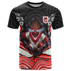 St George Illawarra Dragons T Shirt The Scream of Lightning Eyes - Indigenous Dot Ripping Effect