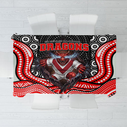 St George Illawarra Dragons Tablecloth The Scream of Lightning Eyes - Indigenous Dot Ripping Effect