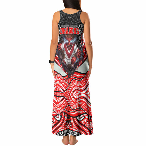 St George Illawarra Dragons Tank Maxi Dress The Scream of Lightning Eyes - Indigenous Dot Ripping Effect