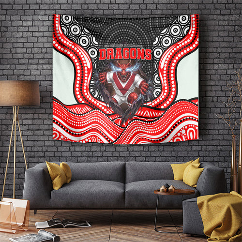 St George Illawarra Dragons Tapestry The Scream of Lightning Eyes - Indigenous Dot Ripping Effect