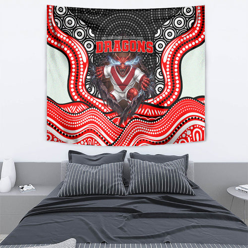 St George Illawarra Dragons Tapestry The Scream of Lightning Eyes - Indigenous Dot Ripping Effect