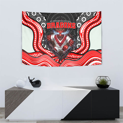 St George Illawarra Dragons Tapestry The Scream of Lightning Eyes - Indigenous Dot Ripping Effect