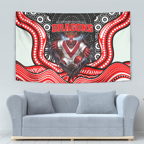 St George Illawarra Dragons Tapestry The Scream of Lightning Eyes - Indigenous Dot Ripping Effect