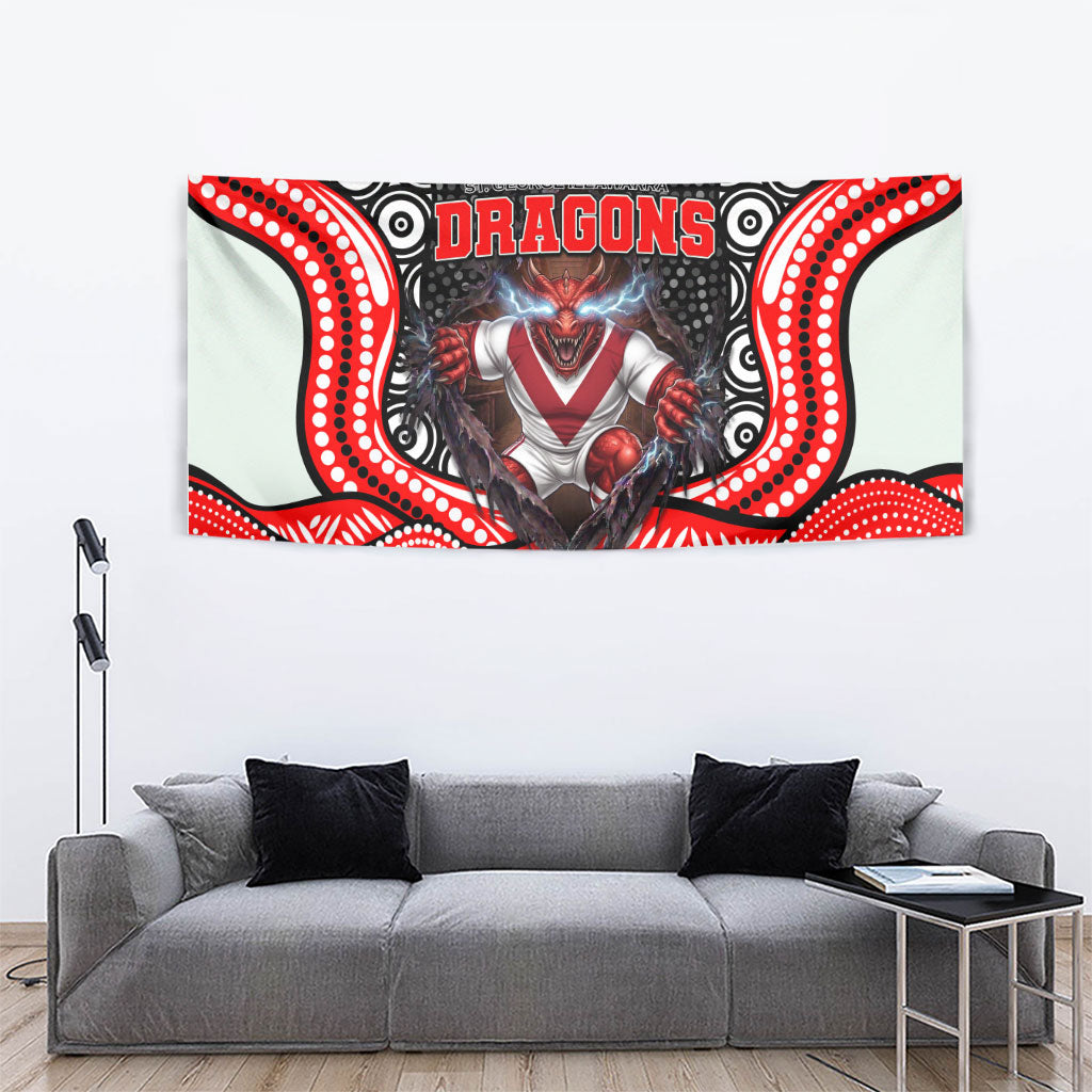 St George Illawarra Dragons Tapestry The Scream of Lightning Eyes - Indigenous Dot Ripping Effect