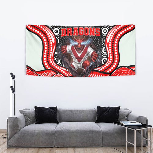 St George Illawarra Dragons Tapestry The Scream of Lightning Eyes - Indigenous Dot Ripping Effect