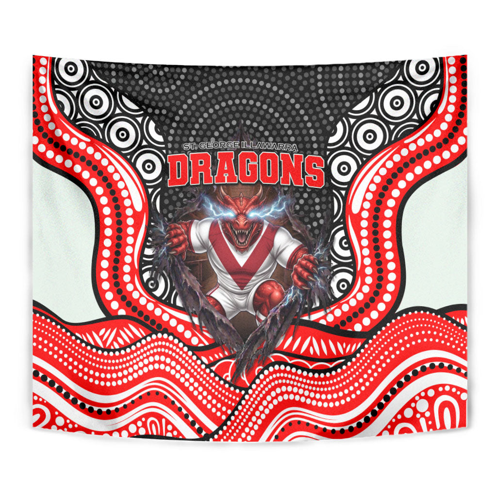 St George Illawarra Dragons Tapestry The Scream of Lightning Eyes - Indigenous Dot Ripping Effect