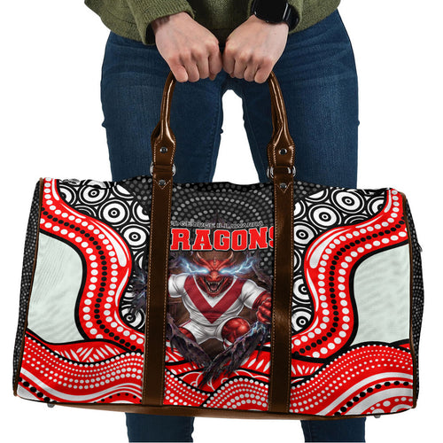 St George Illawarra Dragons Travel Bag The Scream of Lightning Eyes - Indigenous Dot Ripping Effect