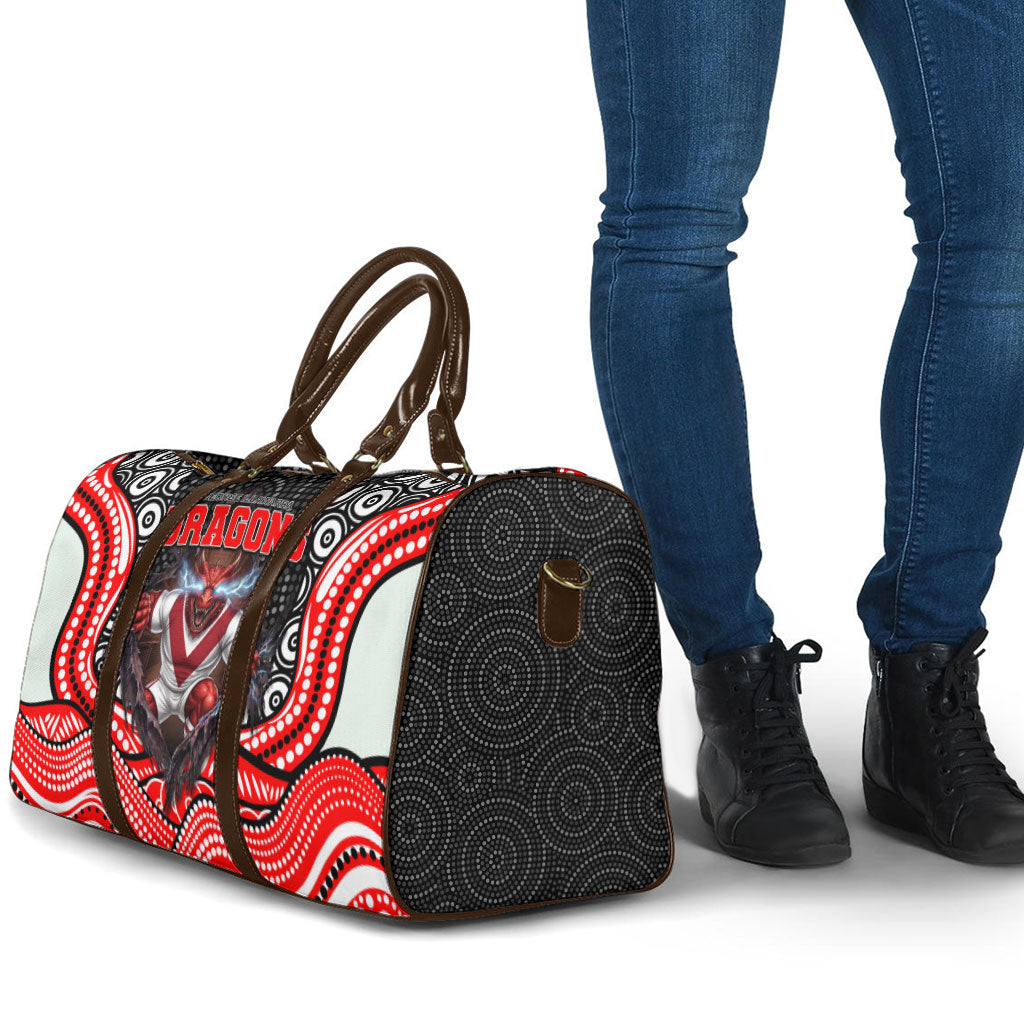 St George Illawarra Dragons Travel Bag The Scream of Lightning Eyes - Indigenous Dot Ripping Effect