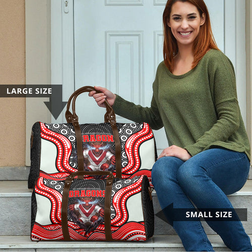 St George Illawarra Dragons Travel Bag The Scream of Lightning Eyes - Indigenous Dot Ripping Effect