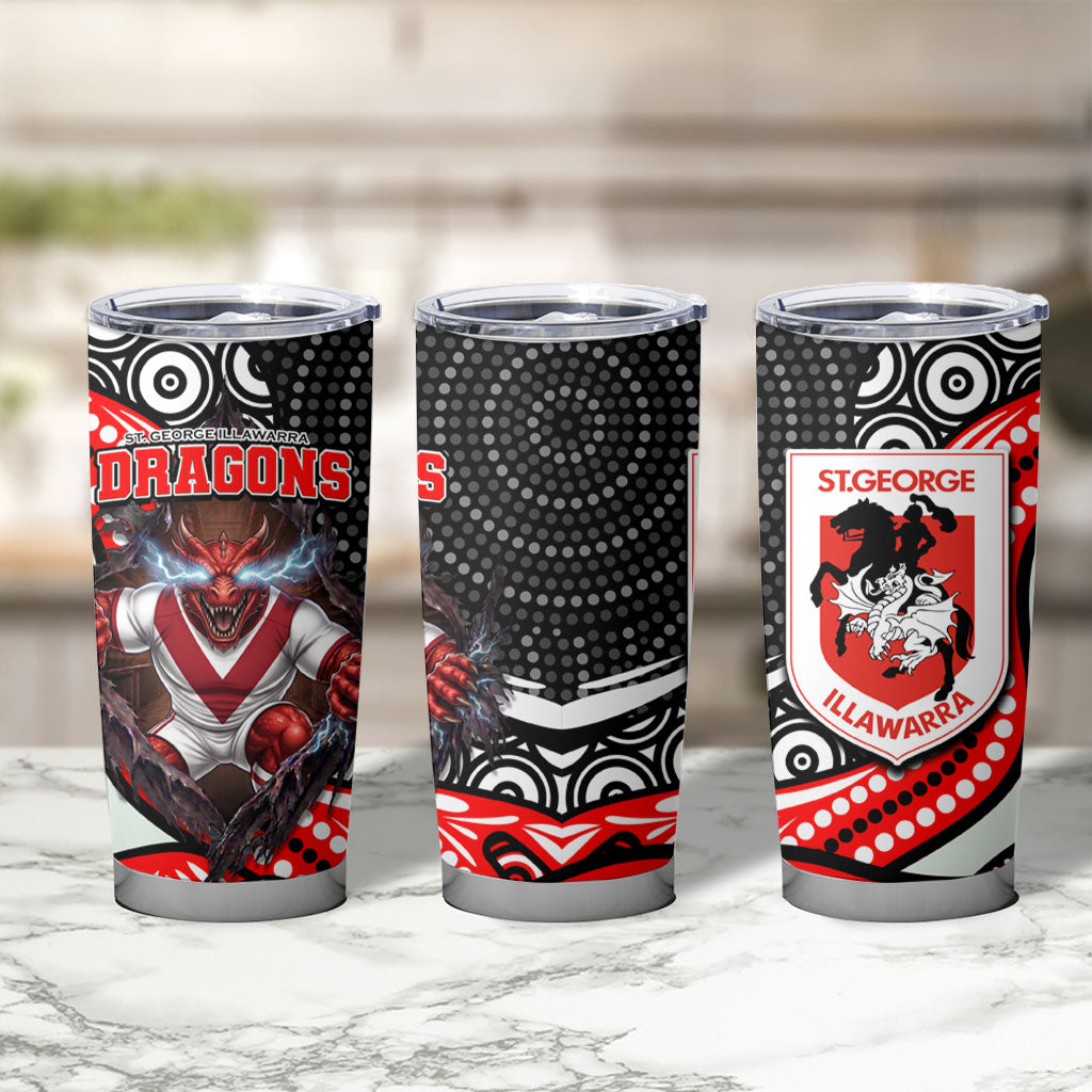 St George Illawarra Dragons Tumbler Cup The Scream of Lightning Eyes - Indigenous Dot Ripping Effect