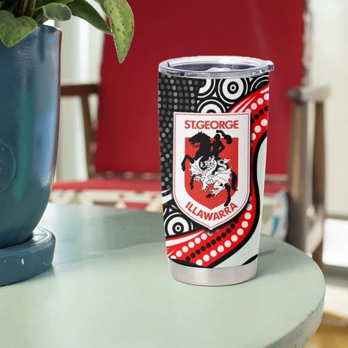 St George Illawarra Dragons Tumbler Cup The Scream of Lightning Eyes - Indigenous Dot Ripping Effect