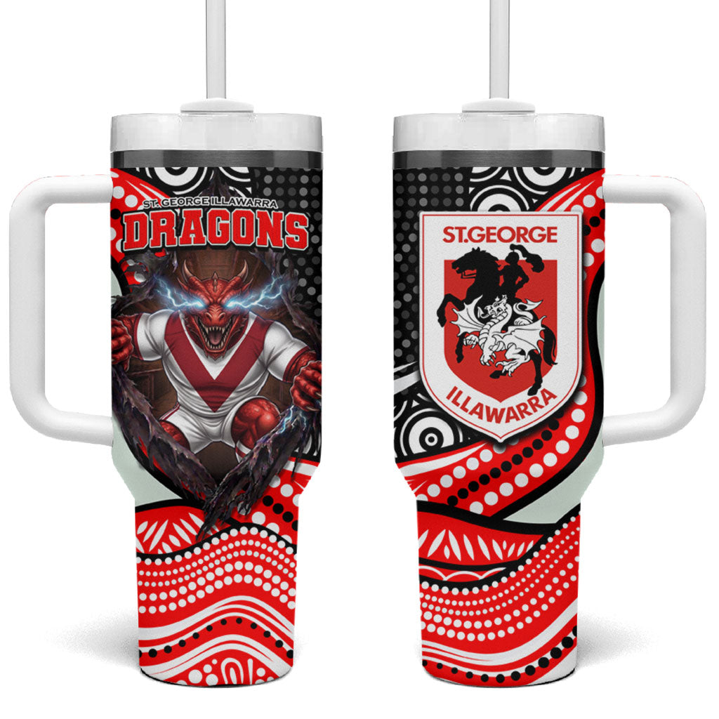 St George Illawarra Dragons Tumbler With Handle The Scream of Lightning Eyes - Indigenous Dot Ripping Effect