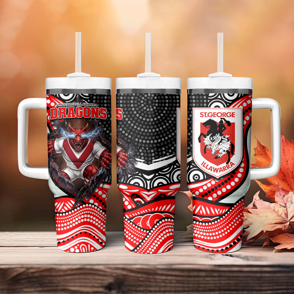 St George Illawarra Dragons Tumbler With Handle The Scream of Lightning Eyes - Indigenous Dot Ripping Effect