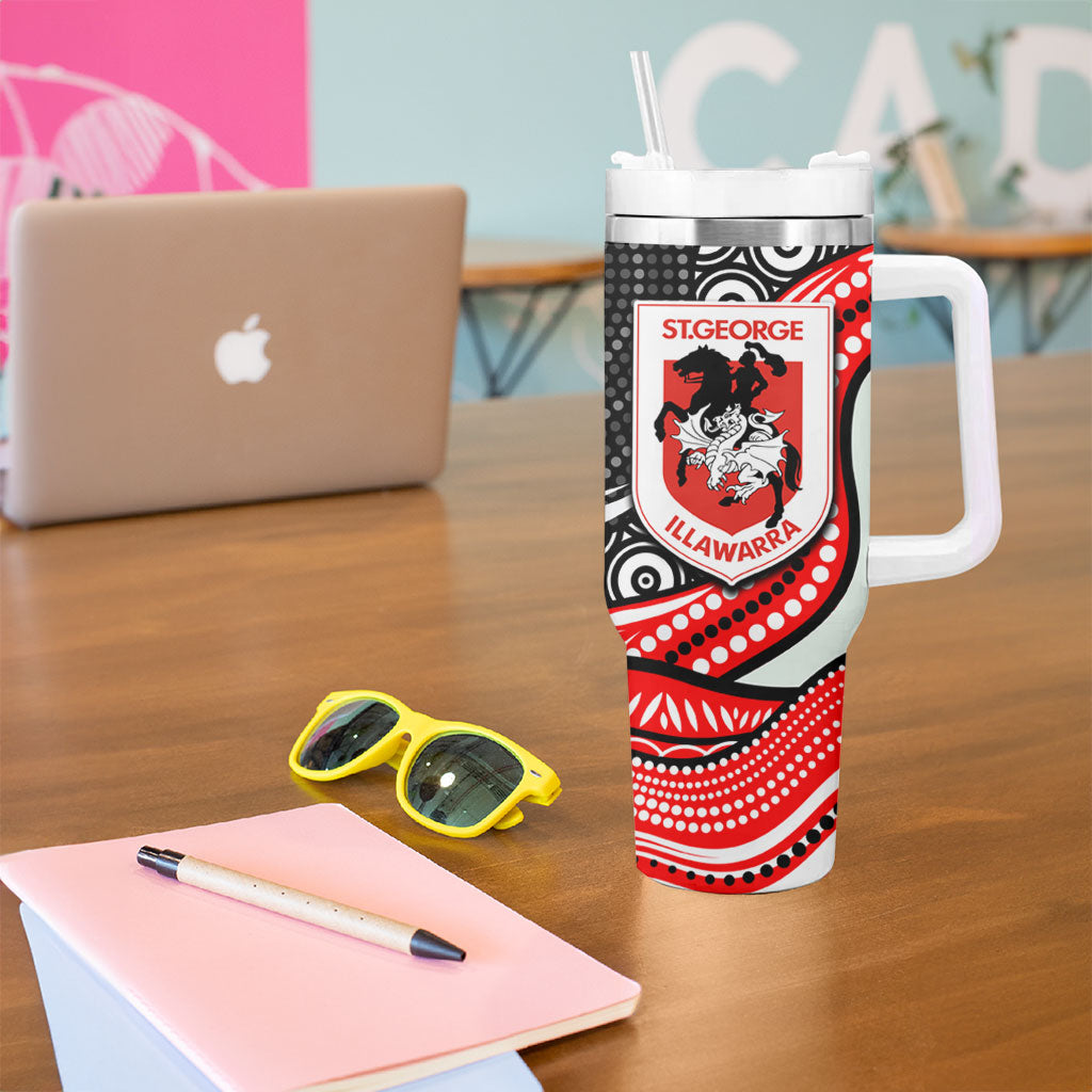 St George Illawarra Dragons Tumbler With Handle The Scream of Lightning Eyes - Indigenous Dot Ripping Effect
