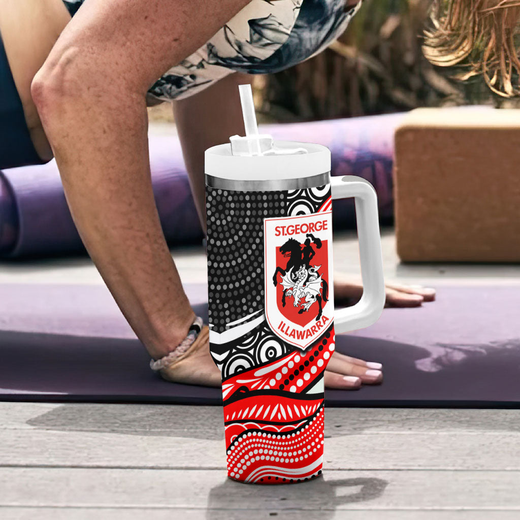 St George Illawarra Dragons Tumbler With Handle The Scream of Lightning Eyes - Indigenous Dot Ripping Effect