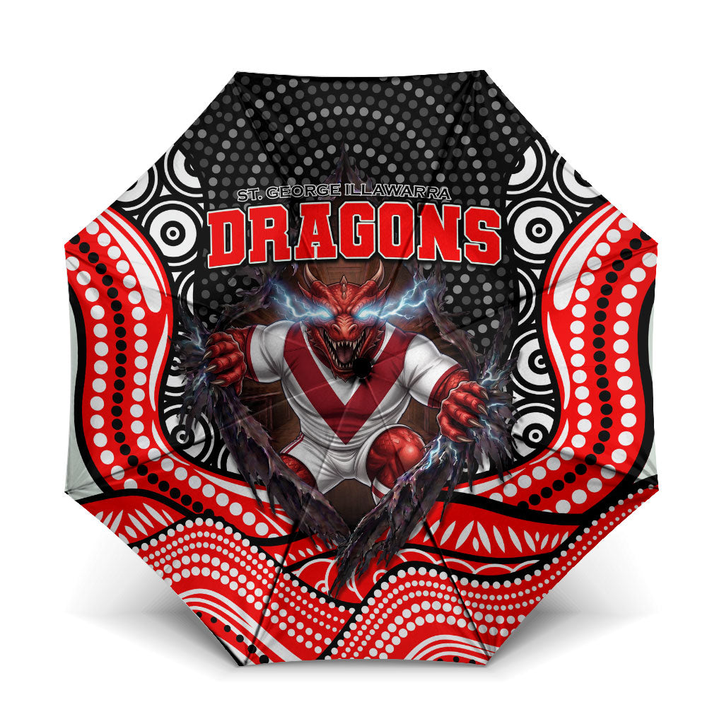 St George Illawarra Dragons Umbrella The Scream of Lightning Eyes - Indigenous Dot Ripping Effect
