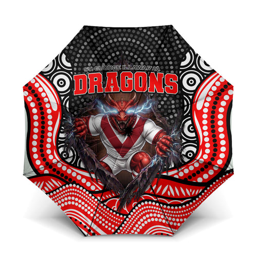 St George Illawarra Dragons Umbrella The Scream of Lightning Eyes - Indigenous Dot Ripping Effect