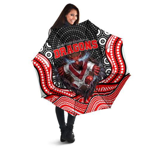 St George Illawarra Dragons Umbrella The Scream of Lightning Eyes - Indigenous Dot Ripping Effect