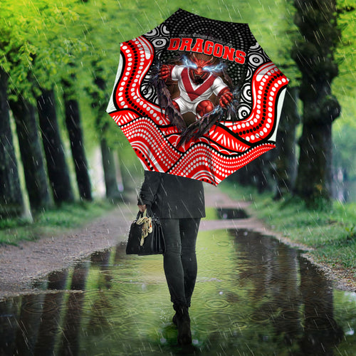 St George Illawarra Dragons Umbrella The Scream of Lightning Eyes - Indigenous Dot Ripping Effect