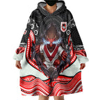St George Illawarra Dragons Wearable Blanket Hoodie The Scream of Lightning Eyes - Indigenous Dot Ripping Effect