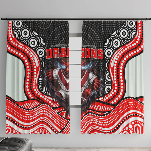 St George Illawarra Dragons Window Curtain The Scream of Lightning Eyes - Indigenous Dot Ripping Effect