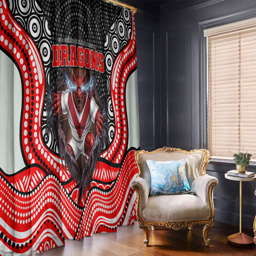 St George Illawarra Dragons Window Curtain The Scream of Lightning Eyes - Indigenous Dot Ripping Effect