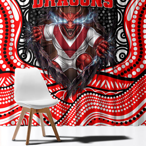 St George Illawarra Dragons Window Curtain The Scream of Lightning Eyes - Indigenous Dot Ripping Effect