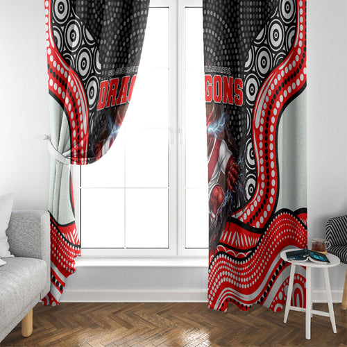 St George Illawarra Dragons Window Curtain The Scream of Lightning Eyes - Indigenous Dot Ripping Effect