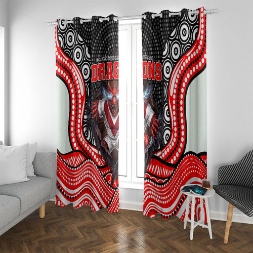 St George Illawarra Dragons Window Curtain The Scream of Lightning Eyes - Indigenous Dot Ripping Effect