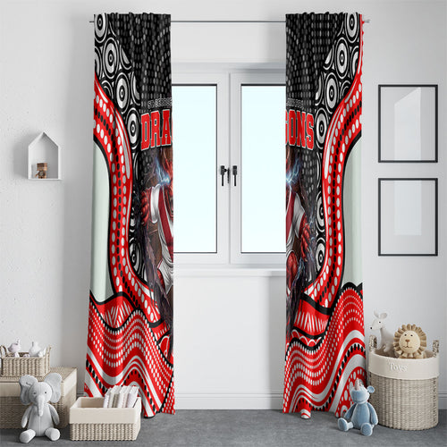 St George Illawarra Dragons Window Curtain The Scream of Lightning Eyes - Indigenous Dot Ripping Effect