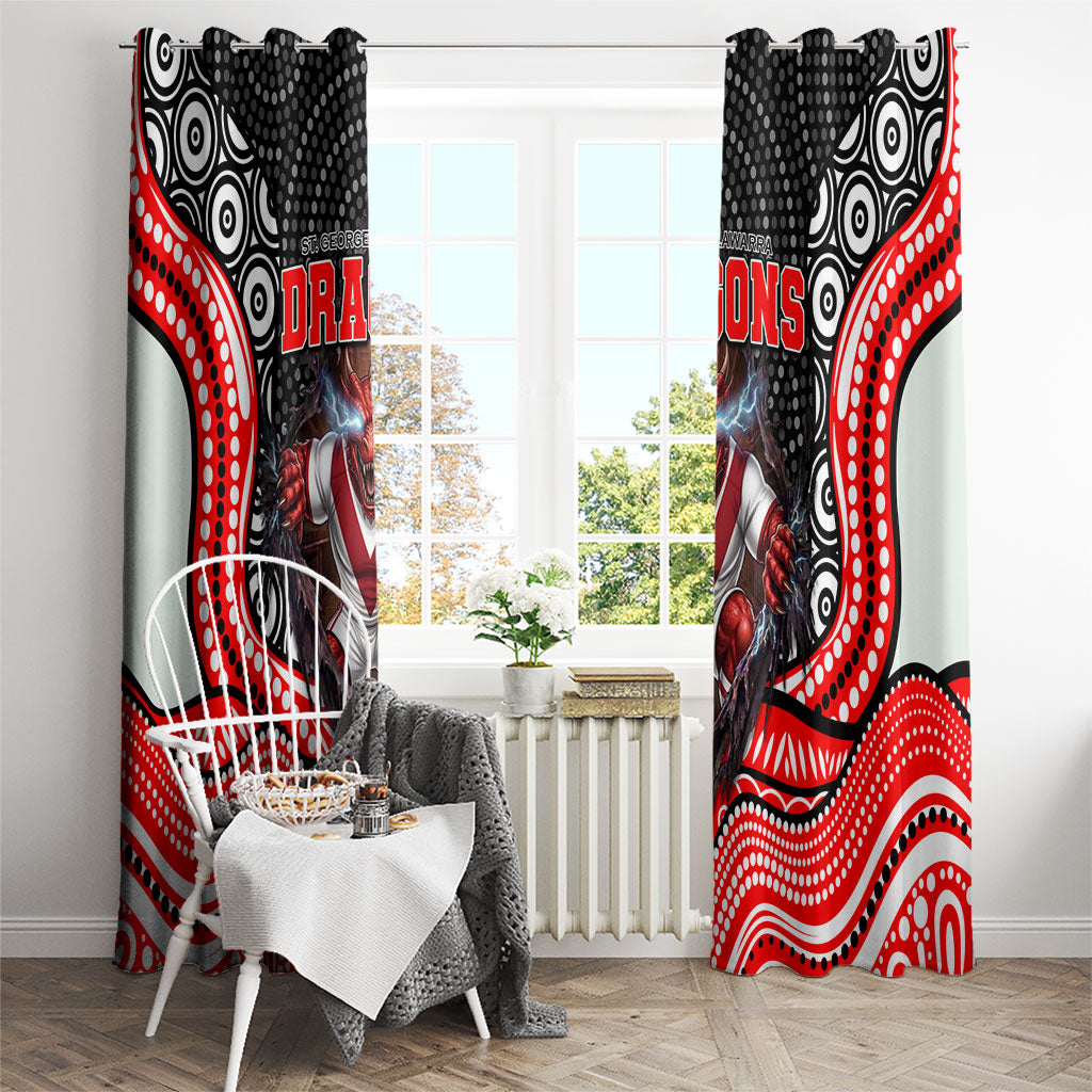 St George Illawarra Dragons Window Curtain The Scream of Lightning Eyes - Indigenous Dot Ripping Effect