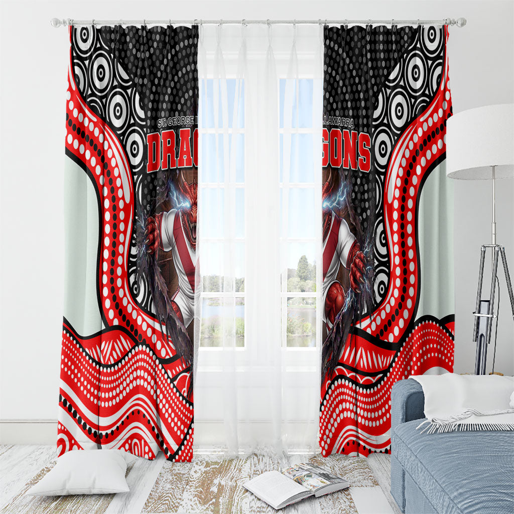 St George Illawarra Dragons Window Curtain The Scream of Lightning Eyes - Indigenous Dot Ripping Effect